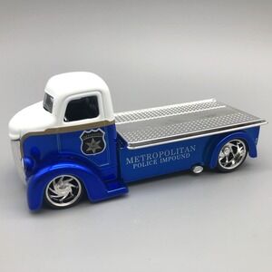 Jada D Rods 1947 Ford COE Metropolitan Police Car Hauler Diecast 1/64 Bed Slides